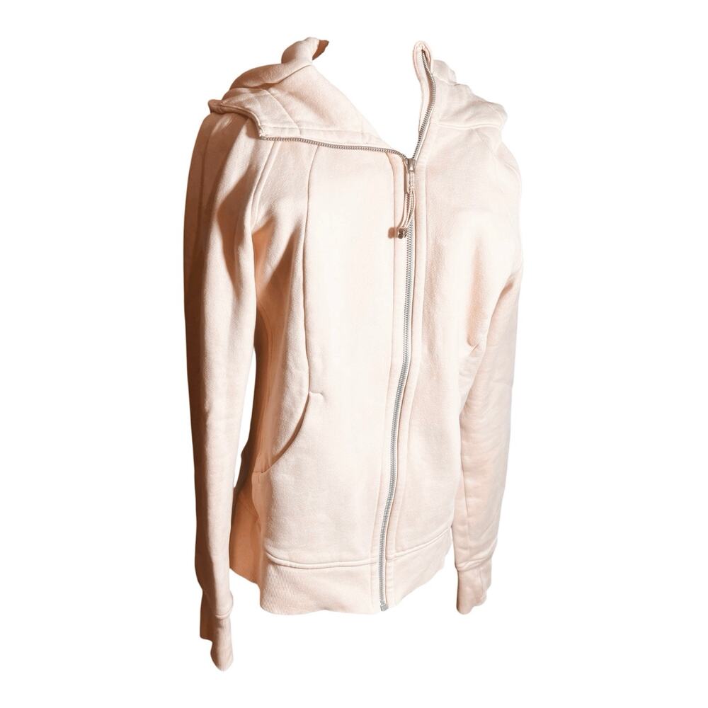 Lululemon Women's Scuba Light Pink Full Zip Hoodie Jacket Ribbed Sleeves/Hem XL